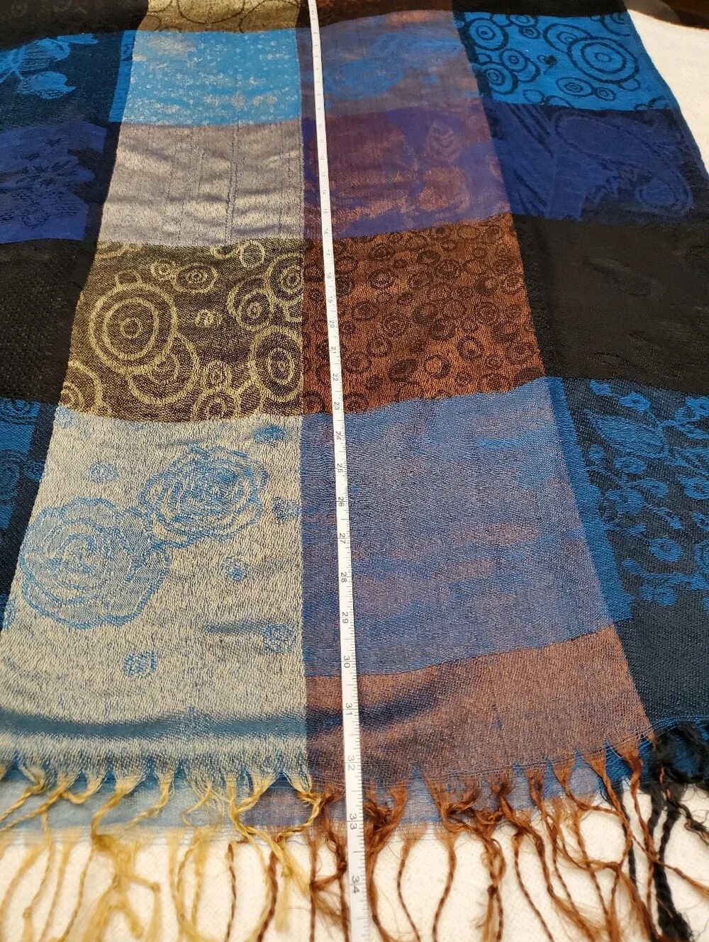 Pashmina Silk Wrap Shawl Scarf 55% Pashmina 45% Silk Patchwork Multicolor